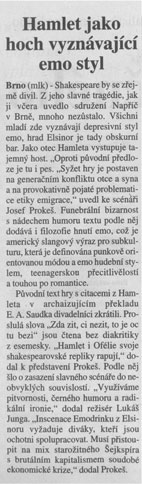 Hamlet jako hosch vyznávající emo styl