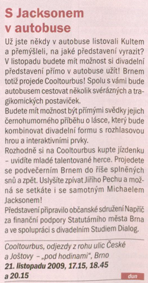 výstřižek z časopisu Kult 11/2009 – článek o představení Kulturbus